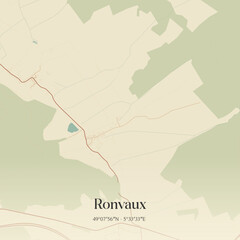 Obraz premium Vintage map of Ronvaux, France.