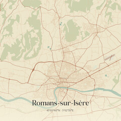 Obraz premium Vintage map of Romans-sur-Isère, France.