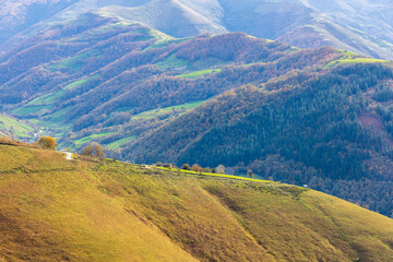Fototapeta premium Slopes of the Cantabrian Mountains near Puerto de La Braguía. Cantabria, Spain.
