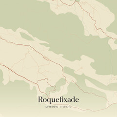 Obraz premium Vintage map of Roquefixade, France.