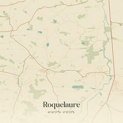 Fototapeta premium Vintage map of Roquelaure, France.