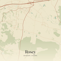Obraz premium Vintage map of Rosey, France.