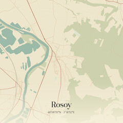 Vintage map of Rosoy, France. © Rezona