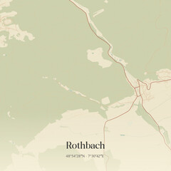 Vintage map of Rothbach, France.