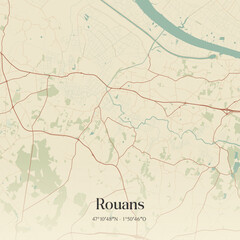 Obraz premium Vintage map of Rouans, France.
