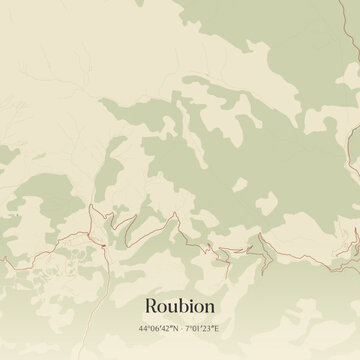 Vintage map of Roubion, France.