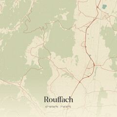 Obraz premium Vintage map of Rouffach, France.