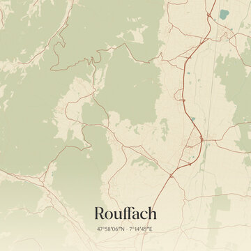 Vintage map of Rouffach, France.