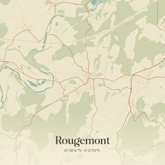 Obraz premium Vintage map of Rougemont, France.