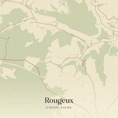 Fototapeta premium Vintage map of Rougeux, France.