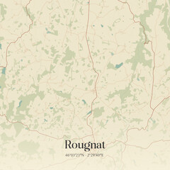 Fototapeta premium Vintage map of Rougnat, France.