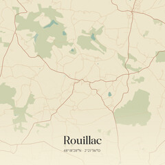 Obraz premium Vintage map of Rouillac, France.