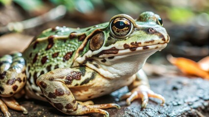 Obraz premium Closeup image of an adult toad in sharp focus natural habitat wildlife photography lush environment macro viewpoint amphibian details for seo impact