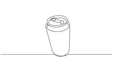 A can drawing in one line. Can vector icon, Continuous line drawing of soda aluminum can. One line of aluminum can. Soda refreshing drink concept continuous line art.