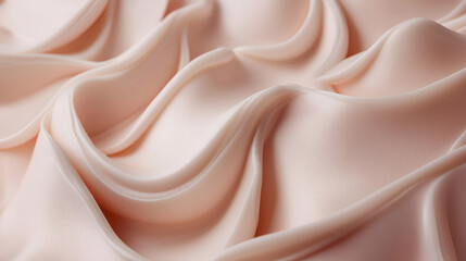 Obraz premium Abstract folds of light pink fabric, suggesting smooth texture, gentle movement, and soft light gradients.