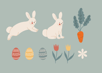easter bunny with easter eggs