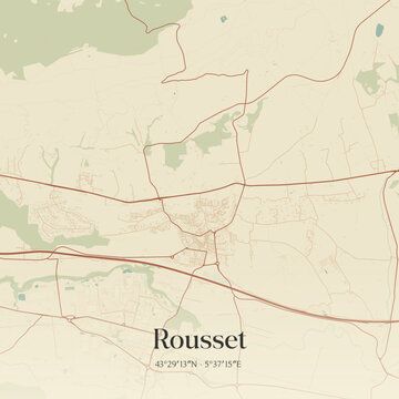 Vintage map of Rousset, France.