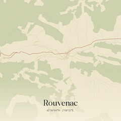 Obraz premium Vintage map of Rouvenac, France.