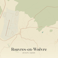 Fototapeta premium Vintage map of Rouvres-en-Woëvre, France.
