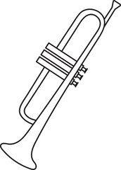 St. Patrick's Day, trumpet, Irish folk musical instruments, black and white linear icon isolated on a white background
