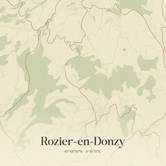 Obraz premium Vintage map of Rozier-en-Donzy, France.