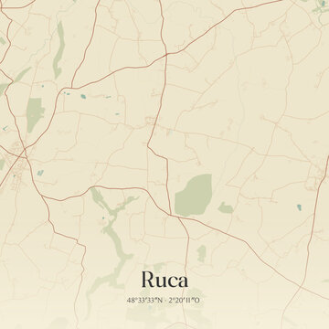 Vintage map of Ruca, France.