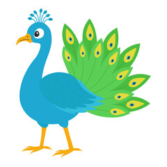 Peacock in flat style. Vector illustration