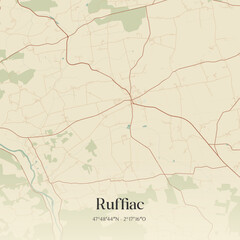 Fototapeta premium Vintage map of Ruffiac, France.