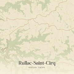 Fototapeta premium Vintage map of Rullac-Saint-Cirq, France.