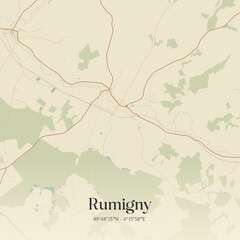 Obraz premium Vintage map of Rumigny, France.