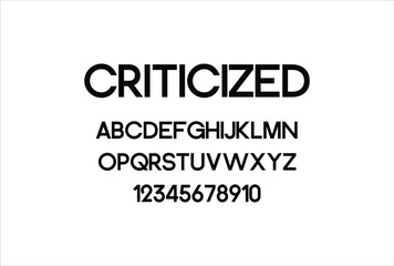 Criticized font for logo and headline. Isolated vector typeset