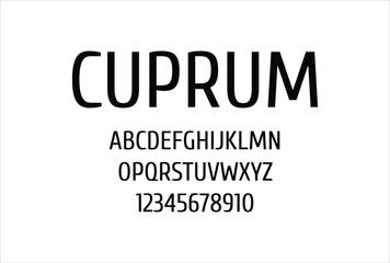 Cuprum font for logo and headline. Isolated vector typeset