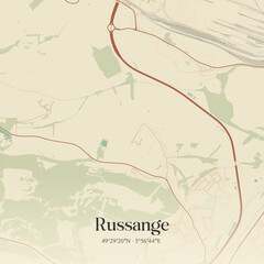 Fototapeta premium Vintage map of Russange, France.