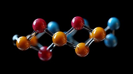 3D model of molecules, showcasing atoms, chemical bonds, and the molecular nanostructure of biomolecules