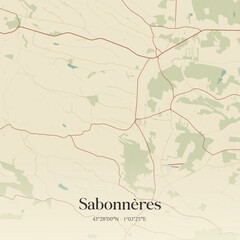 Obraz premium Vintage map of Sabonnères, France.