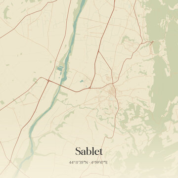 Vintage map of Sablet, France.