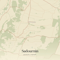Naklejka premium Vintage map of Sadournin, France.