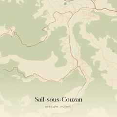 Fototapeta premium Vintage map of Sail-sous-Couzan, France.