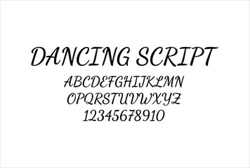 Dancing script font for logo and headline. Isolated vector typeset