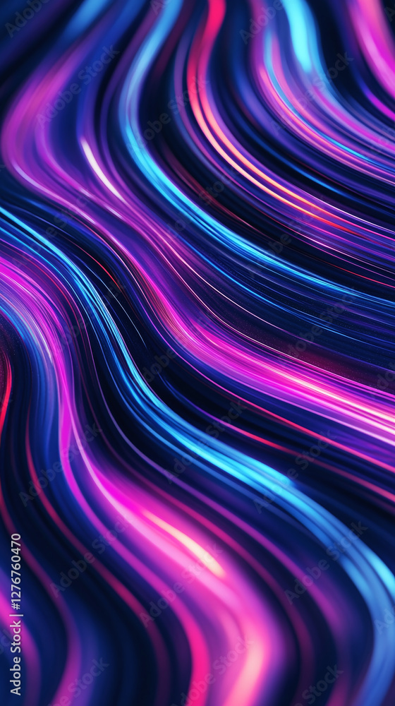 Aufkleber abstract vibrant waves: mesmerizing interplay of neon pink and blue waves, creating a dynamic and fl