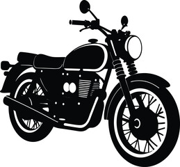 Vintage motorcycle silhouette vector illustration, classic bike design, retro motorbike, old-fashioned motorcycle, transport, vehicle, freedom, adventure, travel icon. © azad