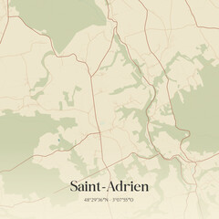 Fototapeta premium Vintage map of Saint-Adrien, France.