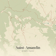 Obraz premium Vintage map of Saint-Amandin, France.