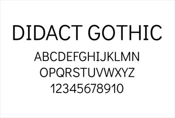 Didact Gothic font for logo and headline. Isolated vector typeset