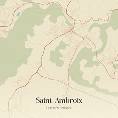 Obraz premium Vintage map of Saint-Ambroix, France.