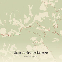 Obraz premium Vintage map of Saint-André-de-Lancize, France.