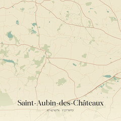 Fototapeta premium Vintage map of Saint-Aubin-des-Châteaux, France.