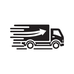 delivery truck silhouette vector illustration, monochrome, black and white, stylized vehicle