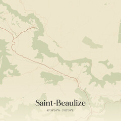 Fototapeta premium Vintage map of Saint-Beaulize, France.