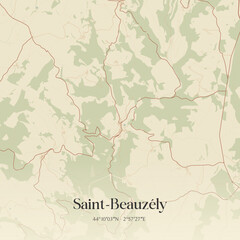 Fototapeta premium Vintage map of Saint-Beauzély, France.